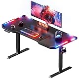 HLONONE Höhenverstellbarer Schreibtisch 120 x 60 cm，Gaming Tisch mit...