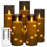 Da by LED Kerzen mit Eingelassener Lichterkette，Batteriebetriebene Kerzen mit...