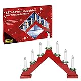 Idena 31604 - LED Adventsleuchter mit 7 LED Kerzenlichtern in Warmweiß,...