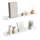 SONGMICS Wandregal, Schweberegal, 2er Set, 10 x 80 cm, Wandboard für...