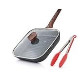 Kordisen Grillpfanne Induktion 28 cm mit Deckel – Grillpfanne mit Ausguss &...