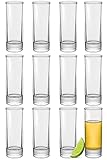 Praknu 12 Schnapsgläser Hoch aus Glas 5cl - Spülmaschinenfest - Standfest dank...
