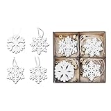 DATEFUN Weihnachtsbaumschmuck Holz - 24 Stück DIY Schneeflocken aus Holz mit...