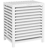 HOMCOM Bamboo Wäschekorb 55L Kapazität Wäschekorb mit Deckel 2 Griffe und...