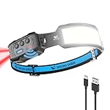 Smiling Shark Stirnlampe, Headlamp 7*Weiße Licht 270° Beleuchtung Breite Mit...