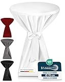 Beautissu Premium Stehtischhussen 70 cm Blickdicht Weiß – Tischhussen für...