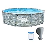 Summer Waves Frame Pool Komplettset | Rund 305x76 cm Steinoptik Grau |...