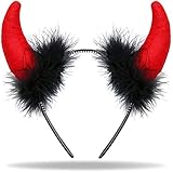 Teufelshörner Teufels Ohren Haarreif rot schwarz | Haarschmuck für Damen...