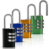 Cieex 4 Stück Zahlenschloss Vorhängeschloss klein mit 3 Stellig Zahlencode,...