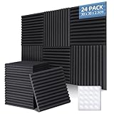 Ohuhu Akustikschaumstoff Akustikpaneele 24 Stück mit Aufkleber, 30 x 30 x 2,5...