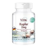 Kupfer 2 mg - 90 Kapseln Kupferbisglycinat - Vegan - essenzielles Spurenelement...