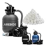 Arebos Sandfilteranlage mit Pumpe inkl. 700g Filterbälle | Grau | 400W | 10.200...