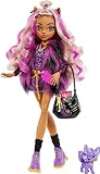 Monster High Clawdeen Puppe, Werwolf Modepuppe mit rosa und blondem Haar,...