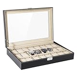 Uten Uhrenkasten 24 Uhren, Uhrenbox Herren Aufbewahrungsbox mit Metallschloss,...