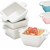 4 Souffle Förmchen Keramik Set - Weiß 280ml - Backofenfest -...