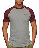 Superdry Herren Essential Logo Baseball T-Shirt, Grau/Rot (Grey Marl/Vintage Red...