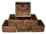 Lashuma Braunes 6er Korbset Leerer Füllkörbchen, Quadratische Bambuskörbe...
