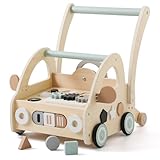 Lauflernwagen Holz, Multifunktion Montessori Spielzeug mit Formensortierung...