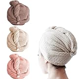 Haarturban, 3 Stück Turban Haartrockentuch mit Knopf Mikrofaser Sanftem...