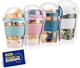 Winkly® Müslibecher to go mit Löffel, 4er SET 600ml, Praktischer...