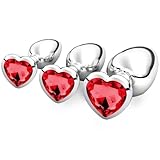 3 Stücke Klein Medium Groß Metall Analplug Set mit Herzform Kristall Diamant...