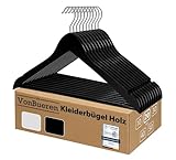 20 x Kleiderbügel Holz schwarz VonBueren | 44,5 x 22 cm je Bügel/Holzbügel |...