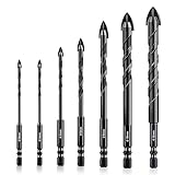 7 Stück Fliesenbohrer Set Keramikbohrer Set Bohrer mit Sechskantschaft 3 bis 12...
