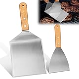 2-Stück Burger-Set, Grillspachtel Edelstahl, Grillwender, Pfannenwender...