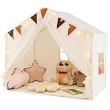 COSTWAY Spielhaus Kinder Indoor, Kinderzelt mit Matte und Lichtern, Spielzelt...