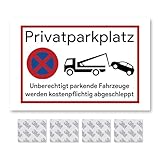 Privatparkplatz Schild Parken Verboten (30x20 cm Aluminium), Fahrzeuge Werden...