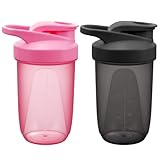 Alaoo Protein Shaker, 2 Stück 400ml Proteinshaker Flasche, Fitness Shaker mit 2...