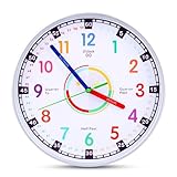 MXTIMWAN Kinderwanduhr ohne Tickgeräusche, analoge Kinderuhr zum Lernen der...