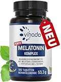 Vihado Melatonin Tabletten hochdosiert - 370 Nächte FORTE Komplex vegan - Rein...