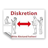 Aufkleber Diskretion - Bitte Abstand halten! Warnhinweis UV-beständig &...