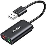 UGREEN Externe USB Soundkarte Klinke USB Adapter für Computer, PS5, PS4, USB...
