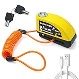 Motorrad Bremsscheibenschloss mit Alarm 110 dB, Wiederaufladbares USB-C Motorrad...