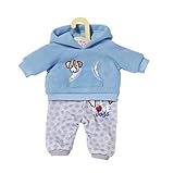 Dolly Moda Sport-Outfit mit blauem Kapuzenpulover mit grauer Hose für 43 cm...