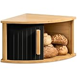 Praknu Brotkasten Ecke Holz mit Schiebetür – Platzsparende Brotbox – Hält...