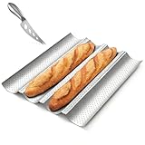 MOPUBZO Baguette Backform (38 x 33 cm), Baguette-Backblech für 4 Baguettes mit...