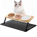 Lannvan Katzennapf Erhöht - 3er Set Futternapf Katze aus Keramik - 15°...