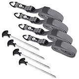 your GEAR Storm Webbing Set - 4 x Abspanngurt mit Karabiner, Abspannleinen mit...