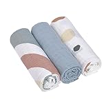 LÄSSIG Baby Puckdecke Spuckdecke Pucktuch Mulltuch 3er Set Baumwolle 85 x 85...
