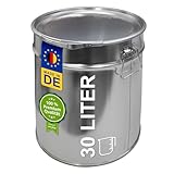 plasteo® 30 Liter Blecheimer Hobbock Fass mit Deckel und Spannring | Stabile...