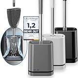 BROSS® Klobürste Silikon - Patentierte Toilettenbürste - Klobürste Grau - WC...