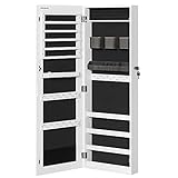 SONGMICS Schmuckschrank hängend, Hängeschrank, abschließbarer Spiegelschrank,...