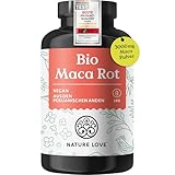 NATURE LOVE® Bio Maca Rot - 180 Kapseln - 3000mg pro Tagesdosis (entspricht...