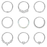 JeweBella 9PCS 16G Nasenpiercing Chirurgenstahl für Damen Hoop Septum Piercing...