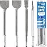 EffektWerk – SDS Plus Meißel-Bit-Set – 4-teilig – 1 Flachmeißel, 1...