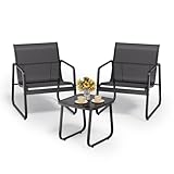 Bealife 3-teiliges Balkon-Set, 3-teiliges Bistro-Set aus Textilene-Stoff, 2...