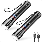 Blukar LED Taschenlampe Aufladbar, 2 Stück 2000 Lumen Extrem Helle Zoombare...